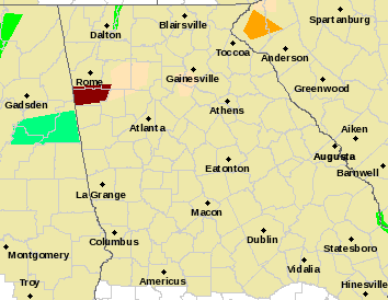 Flash flood warning for Polk County, southern Floyd County